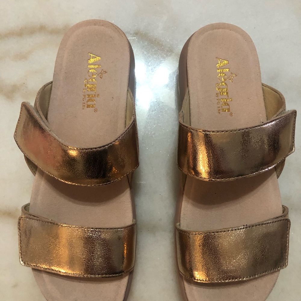 Alegria Metallic Gold Slide Sandals